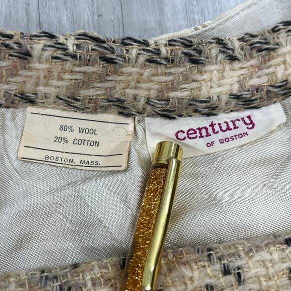 Vintage Century Of Boston Wool Blend Houndstooth Fitted Pencil Straight Skirt - Picture 5 of 11